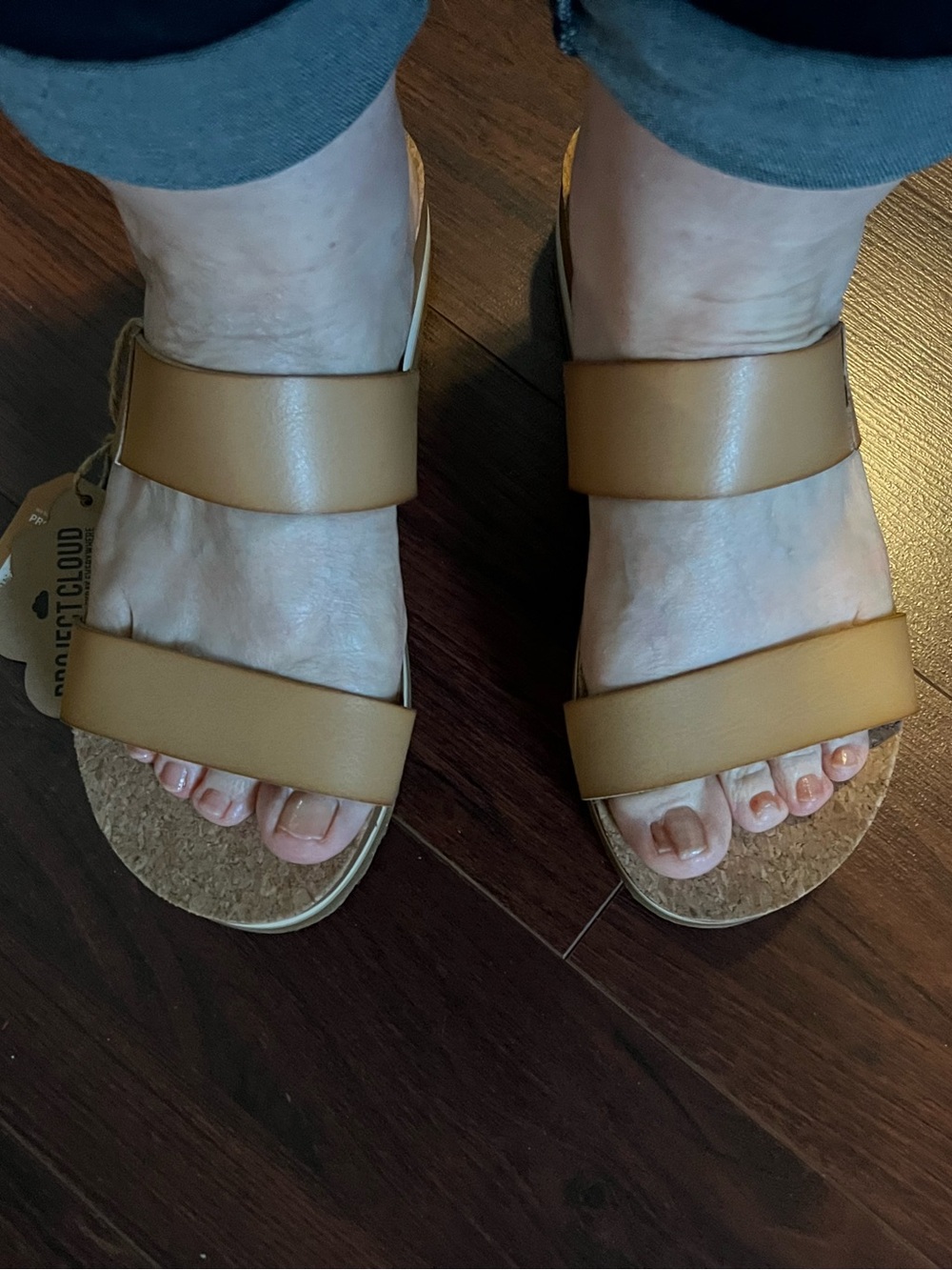 Women's Double-Strap Cork Footbed Sandals in Tan